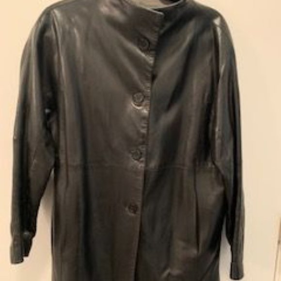 Ellen Tracy Black Leather Coat - Picture 1 of 8